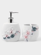 Аксессуары для ванной «Орхидея», 3 предмета, дозатор 580 мл, мыльница, стакан - Фото 2