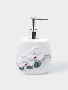 Аксессуары для ванной «Орхидея», 3 предмета, дозатор 580 мл, мыльница, стакан - Фото 3