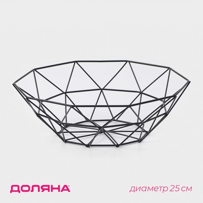 Фруктовница Доляна «Геометрия», 26×26×8 см, чёрная
