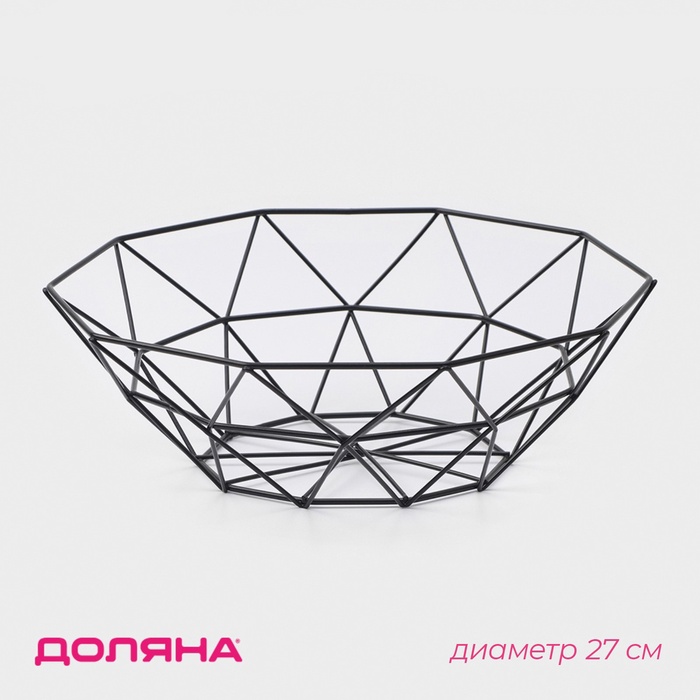 Фруктовница Доляна «Геометрия», чёрная - Фото 1