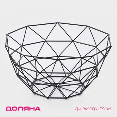 Фруктовница Доляна «Геометрия», 27×27×14 см, чёрная