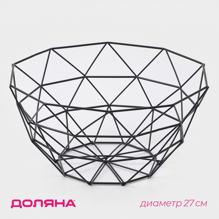 Фруктовница Доляна «Геометрия», 27×27×14 см, чёрная - Фото 1