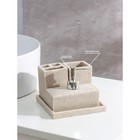 Набор аксессуаров для ванной комнаты, 4 предмета (дозатор, мыльница, 2 стакана), цвет бежевый - фото 9892750