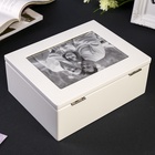 Шкатулка для украшений с фоторамкой 13×18 см «Стиль», дерево, с ящиком, белая, 18.5×9×22.9 см 3591843