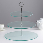 Фруктовница стеклянная 3-х ярусная круглая, d=30/25/20 см, цвет прозрачный - Фото 1