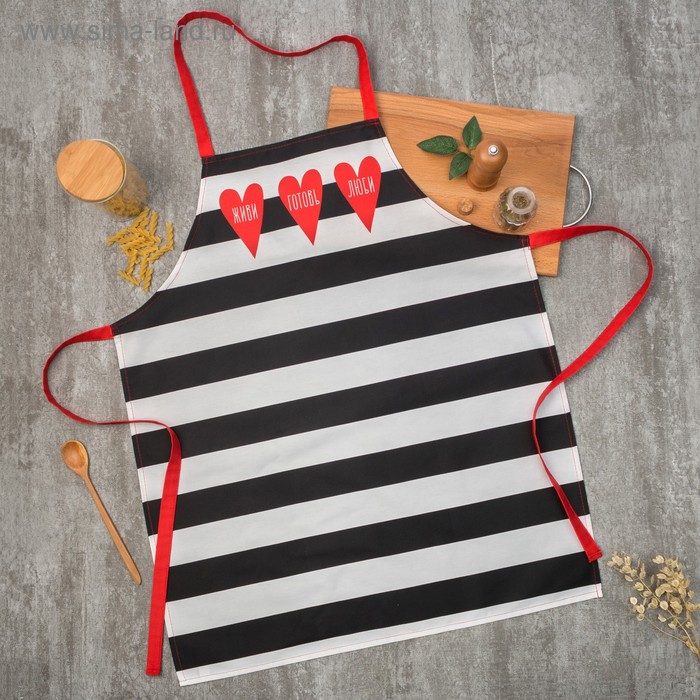 Фартук «Этель: Живи.Готовь:.Люби.» 70×60 см, 100% хлопок, саржа 190 г/м² - Фото 1