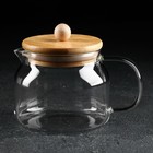 Чайник стеклянный заварочный с бамбуковой крышкой Magistro «Эко», 400 мл - фото 20905350