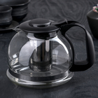 Чайник стеклянный заварочный «Иллюзия», 1,6 л, с металлическим ситом, цвет чёрный - фото 318164238