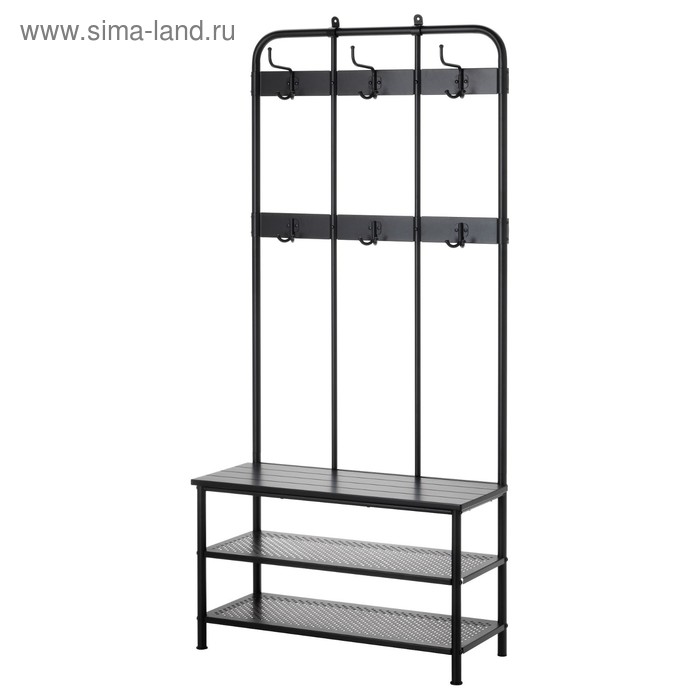 Прихожая ПИННИГ, вешалка, секциея для обуви, чёрный - Фото 1