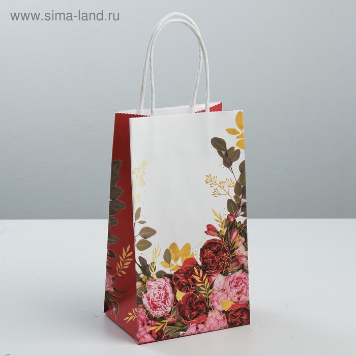 Пакет подарочный крафтовый «Счастье рядом», 12 × 21 × 9 см - Фото 1