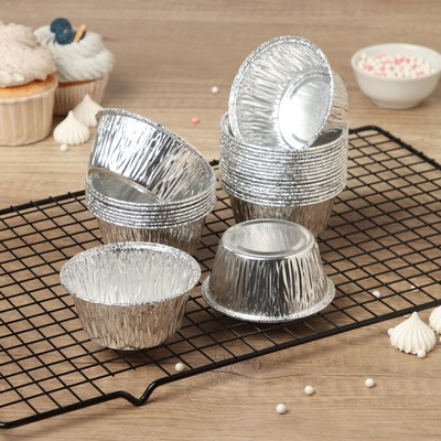 Набор форм для выпечки из фольги Доляна, 160 мл, 8×3.5 см, 50 шт.