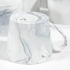Набор кружек керамических на металлической подставке «Мрамор», 6 предметов: 390 мл, цвет серый - фото 4267007