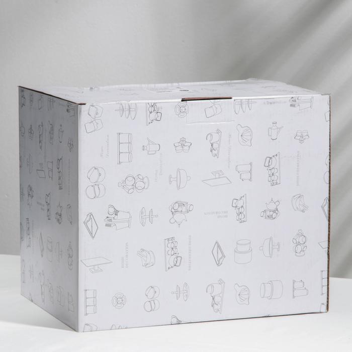 Набор кружек керамических на металлической подставке «Мрамор», 6 предметов: 390 мл, цвет серый - фото 1906983345