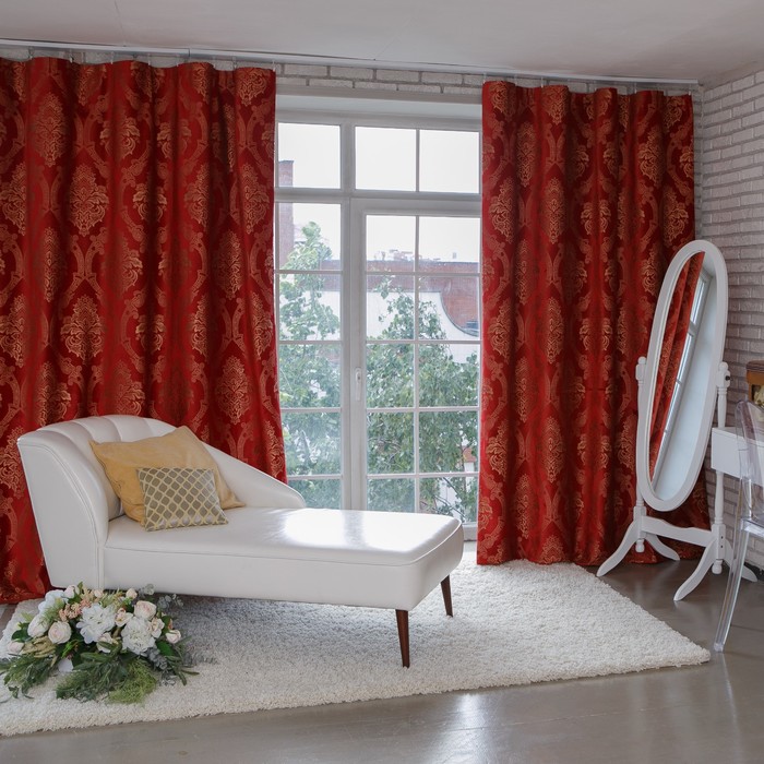Штора портьерная Этель «Версаль» 160×270 см, цвет красный, 100% п/э - Фото 1