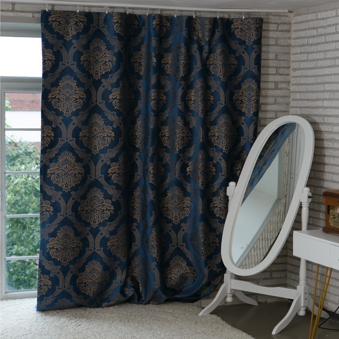 Штора портьерная Этель «Версаль» 160×270 см, цвет синий, 100% п/э - Фото 1