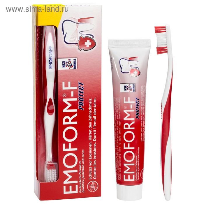 Набор Dr.Wild Emoform-F Protect: зубная паста, 85 мл + зубная щётка - Фото 1