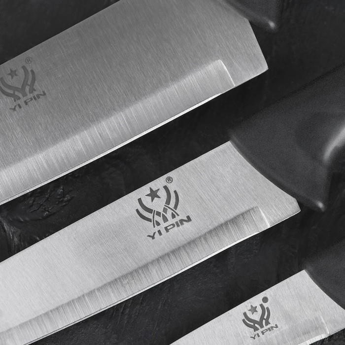 Набор кухонных ножей «Энеолит», 3 предмета: лезвие 8,5 см, 15 см, 17 см, цвет чёрный - фото 1884908700