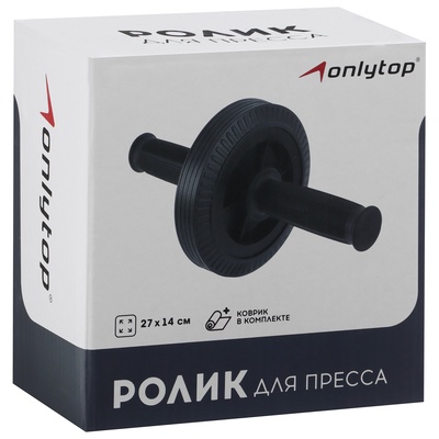 Ролик для пресса ONLYTOP, 27×14 см, с ковриком, чёрный