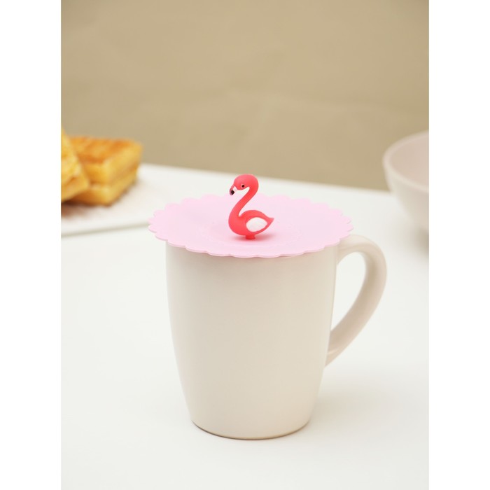 Крышка-непроливайка силиконовая Доляна «Фламинго», d=11 см, цвет розовый - фото 1884908866