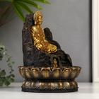 Фонтан настольный от сети, подсветка "Золотой Будда на троне из скалы" 28х20,5х20,5 см - фото 8445479