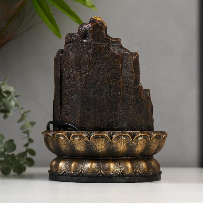 Фонтан настольный от сети, подсветка "Золотой Будда на троне из скалы" 28х20,5х20,5 см - фото 1905534405