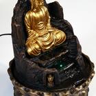 Фонтан настольный от сети, подсветка "Золотой Будда на троне из скалы" 28х20,5х20,5 см - фото 8445481