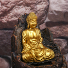 Фонтан настольный от сети, подсветка "Золотой Будда на троне из скалы" 28х20,5х20,5 см - фото 8445482