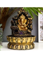 Фонтан настольный с подсветкой «Золотой Ганеша на ажурном троне», от сети, 28×20.5×20.5 см - Фото 4
