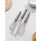 Набор венчиков для взбивания Доляна «Стандарт», 3 шт.: 30 см, 25 см, 21 см, нержавеющая сталь, серебристый - Фото 3