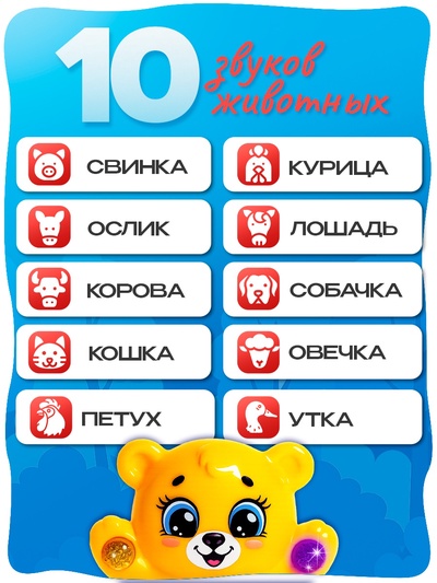 Музыкальная игрушка «Медвежонок», световые и звуковые эффекты