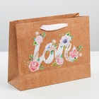 Пакет горизонтальный крафтовый «Цветочная любовь», MS 18 × 23 × 8 см - Фото 2