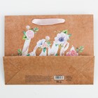 Пакет горизонтальный крафтовый «Цветочная любовь», MS 18 × 23 × 8 см - Фото 5