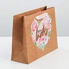 Пакет горизонтальный крафтовый «Цветочная любовь», ML 23 × 27 × 8 см - Фото 3