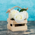 Кашпо деревянное 12×12×17 см Квадрат, реечный, ручка верёвка, натуральный - Фото 1