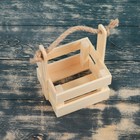 Кашпо деревянное 12×12×17 см Квадрат, реечный, ручка верёвка, натуральный - Фото 2