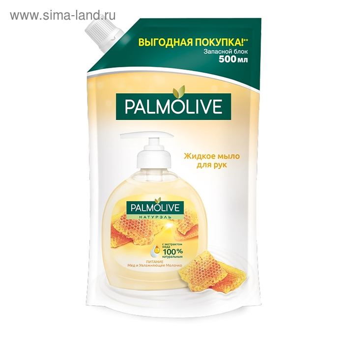 Жидкое мыло Palmolive Натурэль «Мёд и увлажняющее молочко», запасной блок, 500 мл - Фото 1