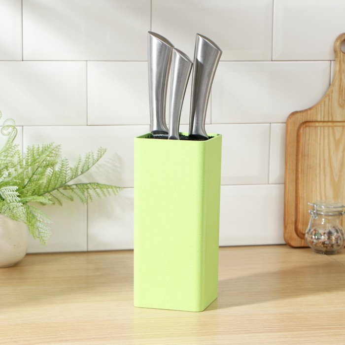 Подставка для ножей с наполнителем Доляна «Нежность», 10×22 см, цвет зелёный - Фото 1