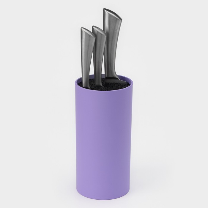 Подставка для ножей с наполнителем Доляна «Нео», 22×11 см, покрытие soft-touch, цвет фиолетовый - фото 1886367637