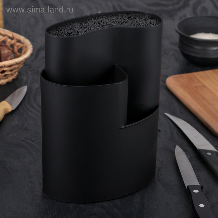 Подставка для ножей и столовых приборов «Нео», 18×11 см, цвет чёрный - Фото 1