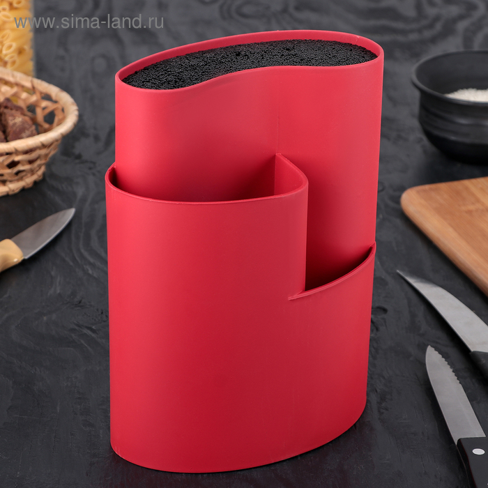 Подставка для ножей и столовых приборов «Нео», 18×11 см, цвет красный - Фото 1