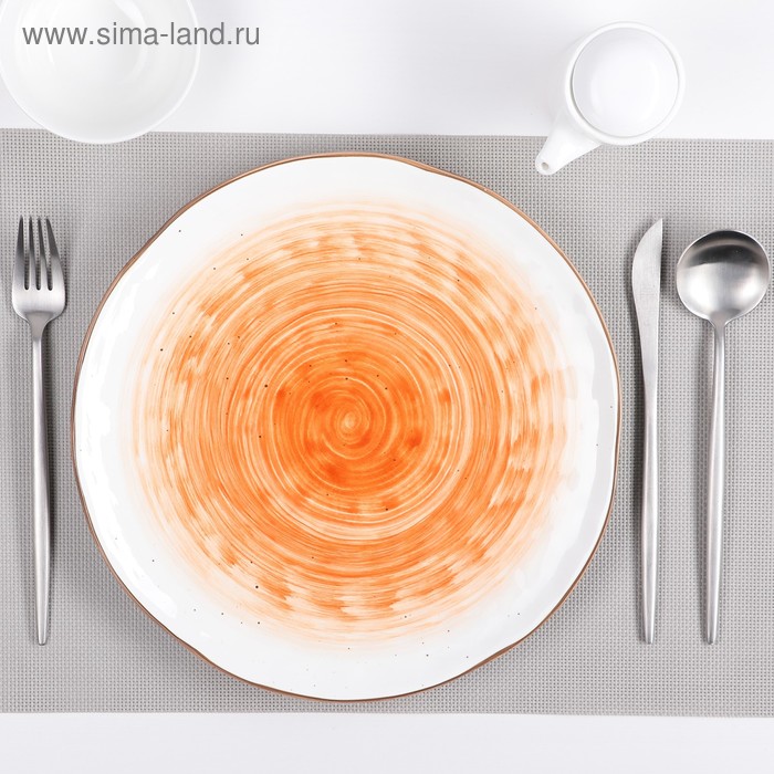Тарелка фарфоровая Доляна «Космос», d=27 см, цвет оранжевый - Фото 1