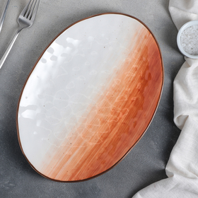Блюдо керамическое Доляна «Космос», 31,5×22 см, цвет оранжевый