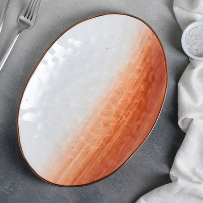 Блюдо фарфоровое Доляна «Космос», 31,5×22 см, цвет оранжевый
