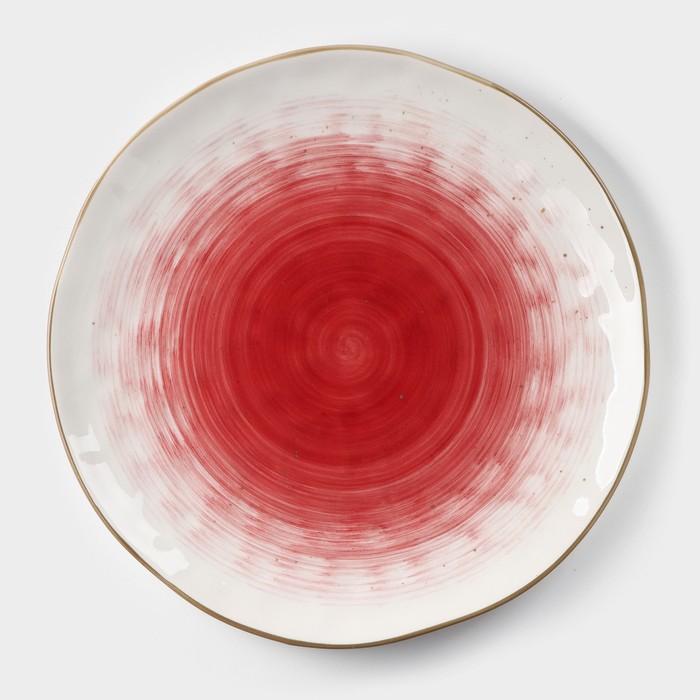Тарелка фарфоровая Доляна «Космос», d=27,5 см, цвет красный - фото 1908441874