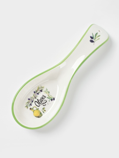 Подставка под ложку Доляна «Олива», 21.5×7.5 см, керамика, белая