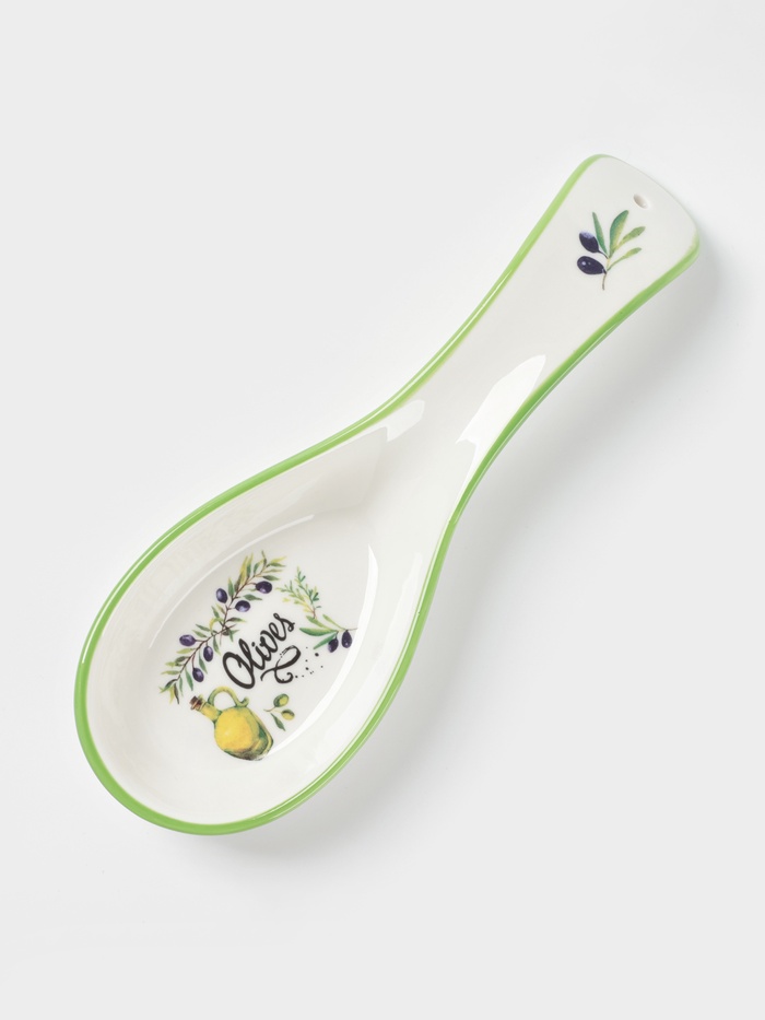 Подставка под ложку Доляна «Олива», 21.5×7.5 см, керамика, белая - Фото 1