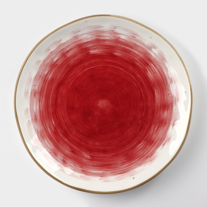 Тарелка фарфоровая Доляна «Космос», d=18,5 см, цвет красный - Фото 1