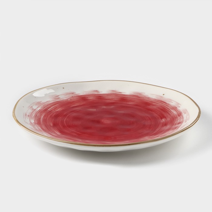 Тарелка фарфоровая Доляна «Космос», d=18,5 см, цвет красный - фото 1908441900
