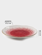 Тарелка Доляна «Космос», d=21.2 см, фарфор, белая, красная - Фото 2