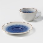 Чайная пара фарфоровая Доляна «Космос», 2 предмета: чашка 250 мл, блюдце d=16 см, цвет синий - Фото 2